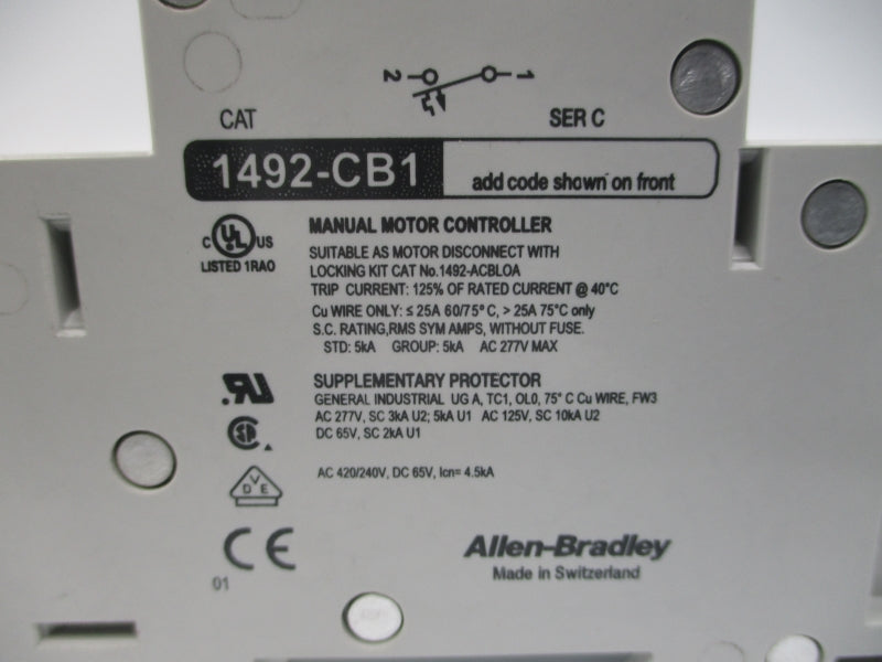 ALLEN BRADLEY 1492-CB1G150 SER. C 277VAC 15A NSNP