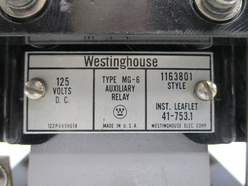 WESTINGHOUSE 1163801 MG-6  125VDC NSNP