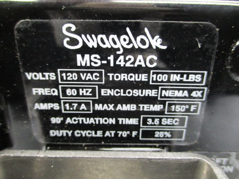 SWAGELOK MS-142AC 120VAC 1.7A 2200PSI 3.5S 150'F NSNP