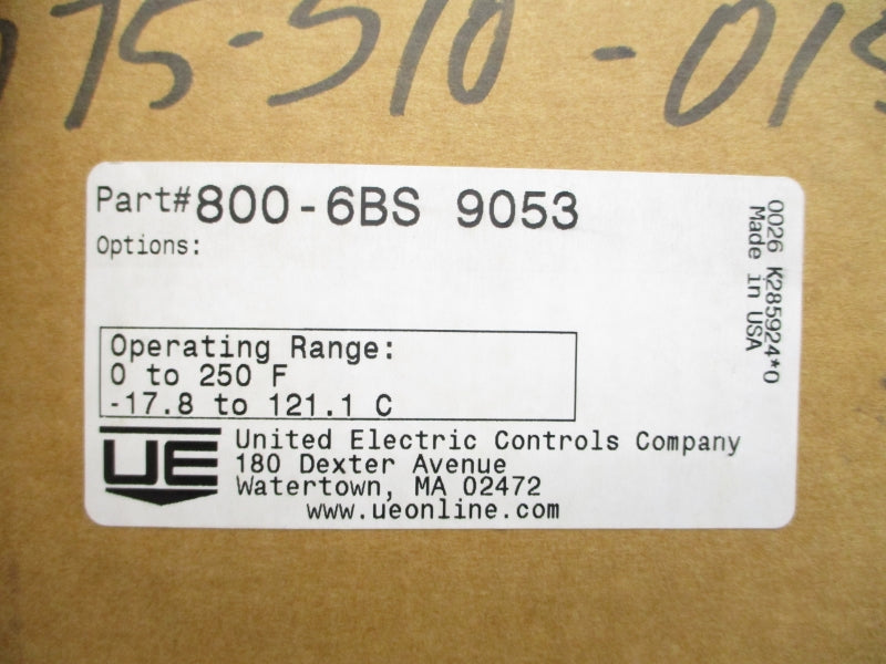 UNITED ELECTRIC CONTROLS 800-6BS-9053 480VAC 15A 0-250'F NSMP