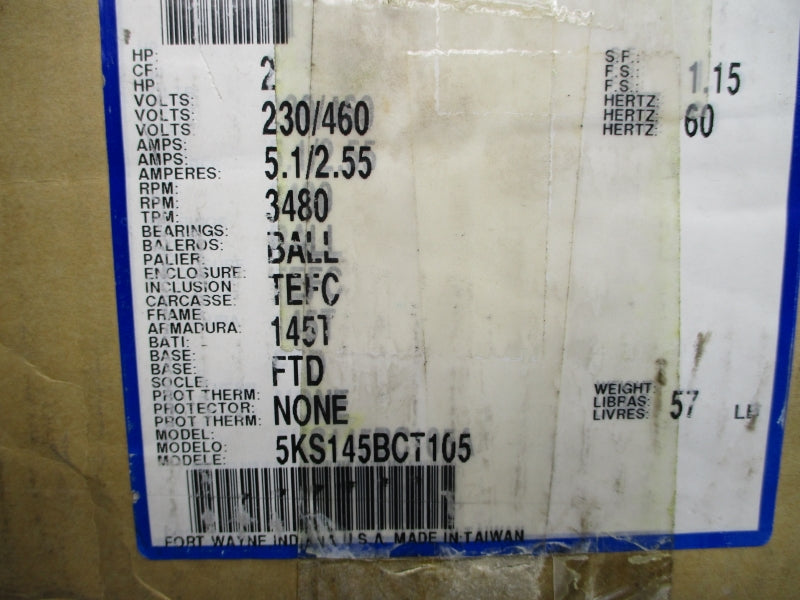 GENERAL ELECTRIC 5KS145BCT105 230/460V 5.1/2.55A NSMP