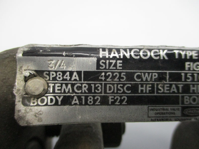 HANCOCK 4002W1 1510PSI 1050'F 3/4" NSNP