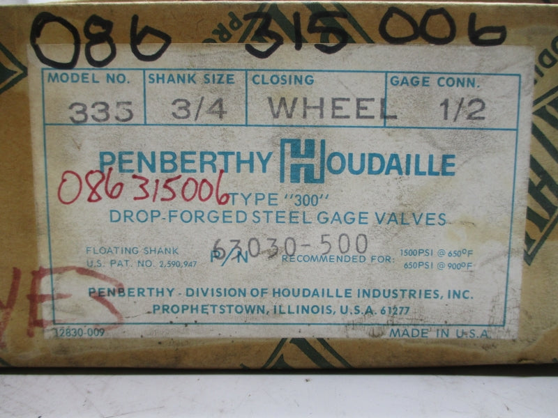 PENBERTHY 63030-500 335 1500PSI 900'F 3/4" (PKG OF 2) NSMP