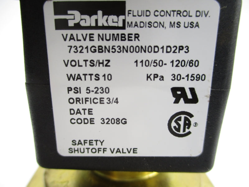 PARKER 7321GBN53N00N0D1D2P3 110/120V 5-230PSI 3/4" NSNP