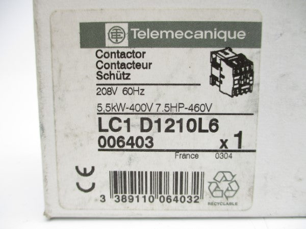 TELEMECANIQUE LC1D1210L6 208V NSMP