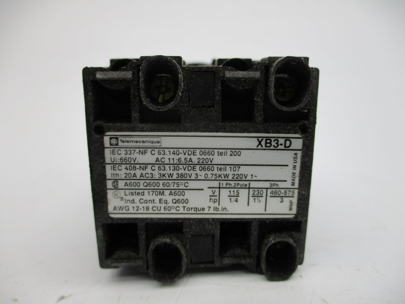 TELEMECANIQUE XB3DX1779 660V 20A NSMP