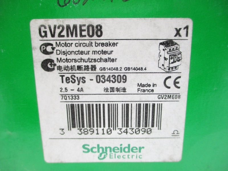 SCHNEIDER ELECTRIC GV2ME08 2.5-4A NSFS