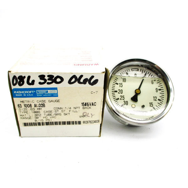 ASHCROFT 631008AL02B15#&VAC 0/15PSI NSMP