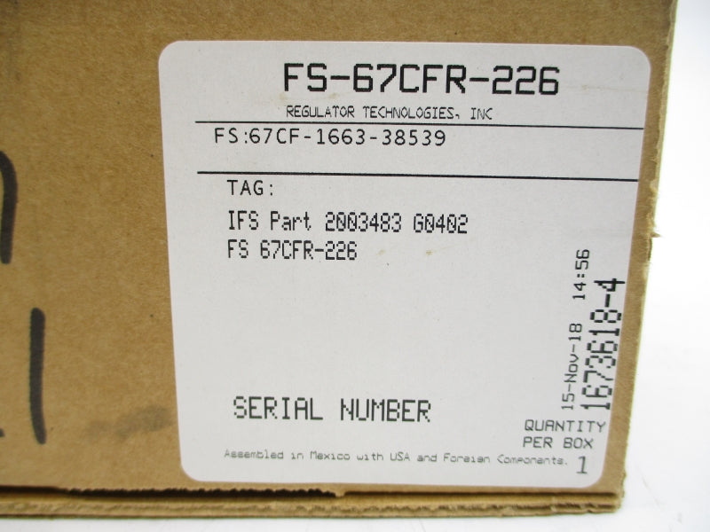 FISHER 67CF-1663-38539 0-125PSI NSMP