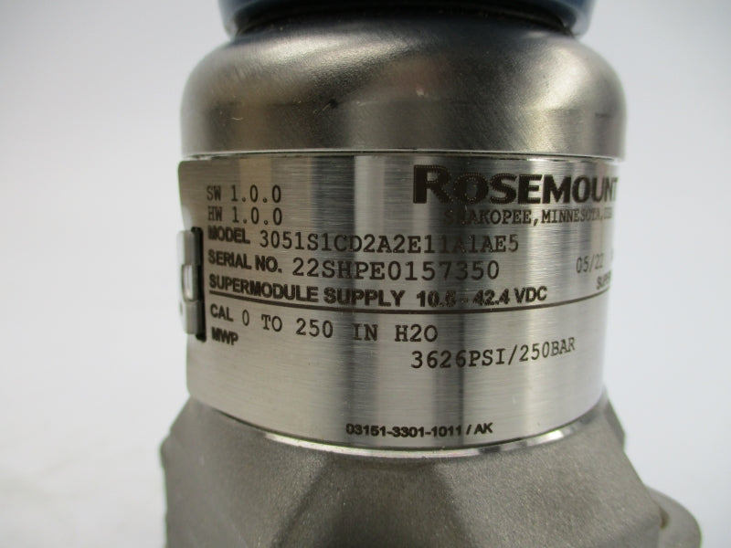 ROSEMOUNT 3051S1CD2A2E11A1AE5 10.5-42.4VDC 3626PSI NSMP