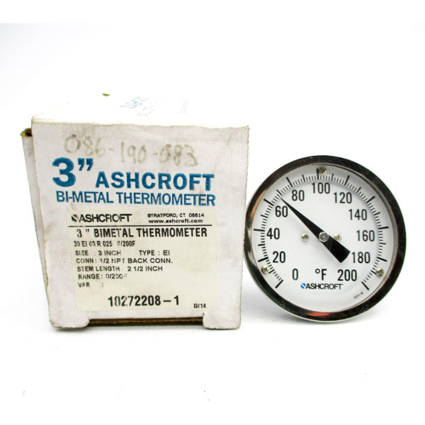 ASHCROFT 30EI60R025 0/200'F 3" STEM 2-1/2" NSMP