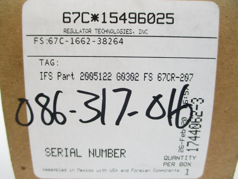 FISHER 67CR-207 0-60PSI NSMP