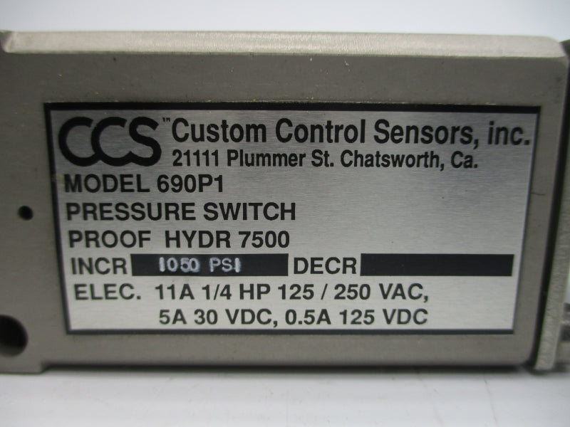 CCS 690P1 250VAC 11A 1050PSI NSNP
