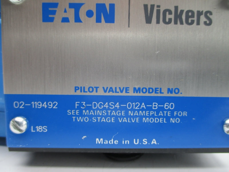 VICKERS F3-DG4S4-012A-B-60 02-119492 110/120V .69/.85A NSNP