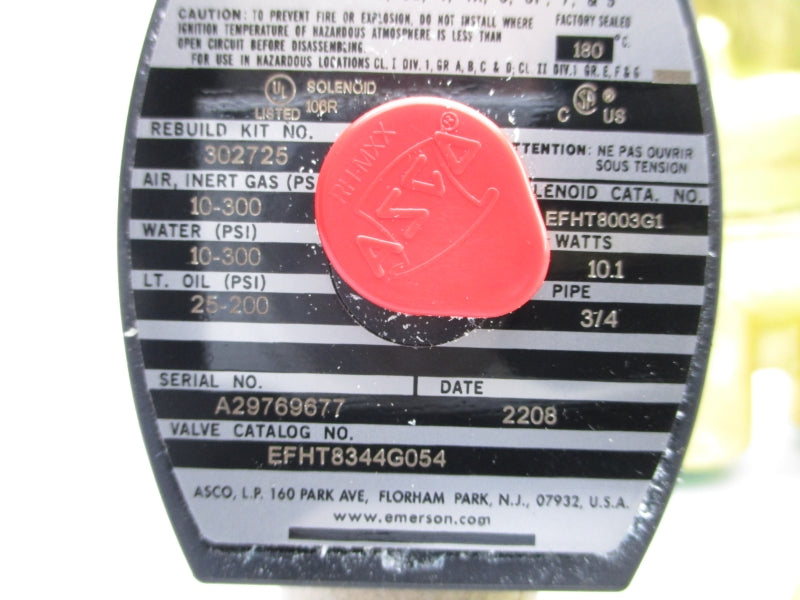 ASCO EFHT8344G054 110/120V 10-300PSI 3/4" NSNP