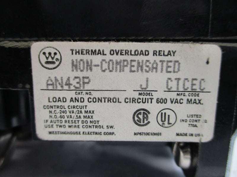 WESTINGHOUSE AN43P 600VAC 2A NSNP