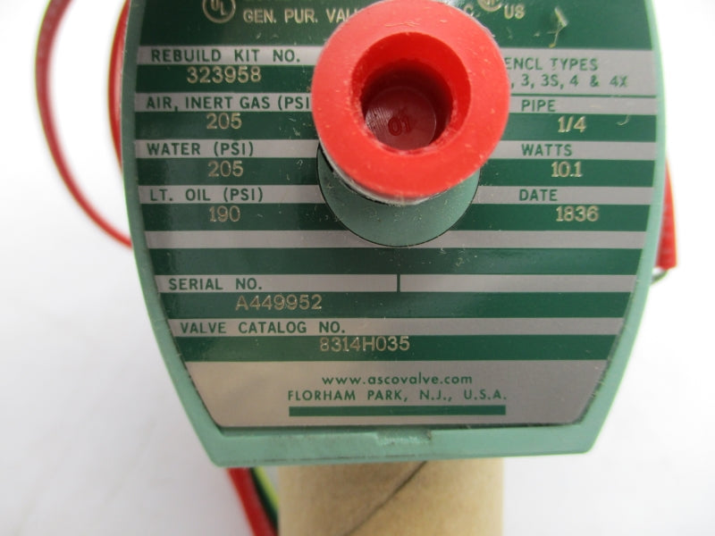 ASCO 8314H035 110/120V 205PSI 1/4" NSMP