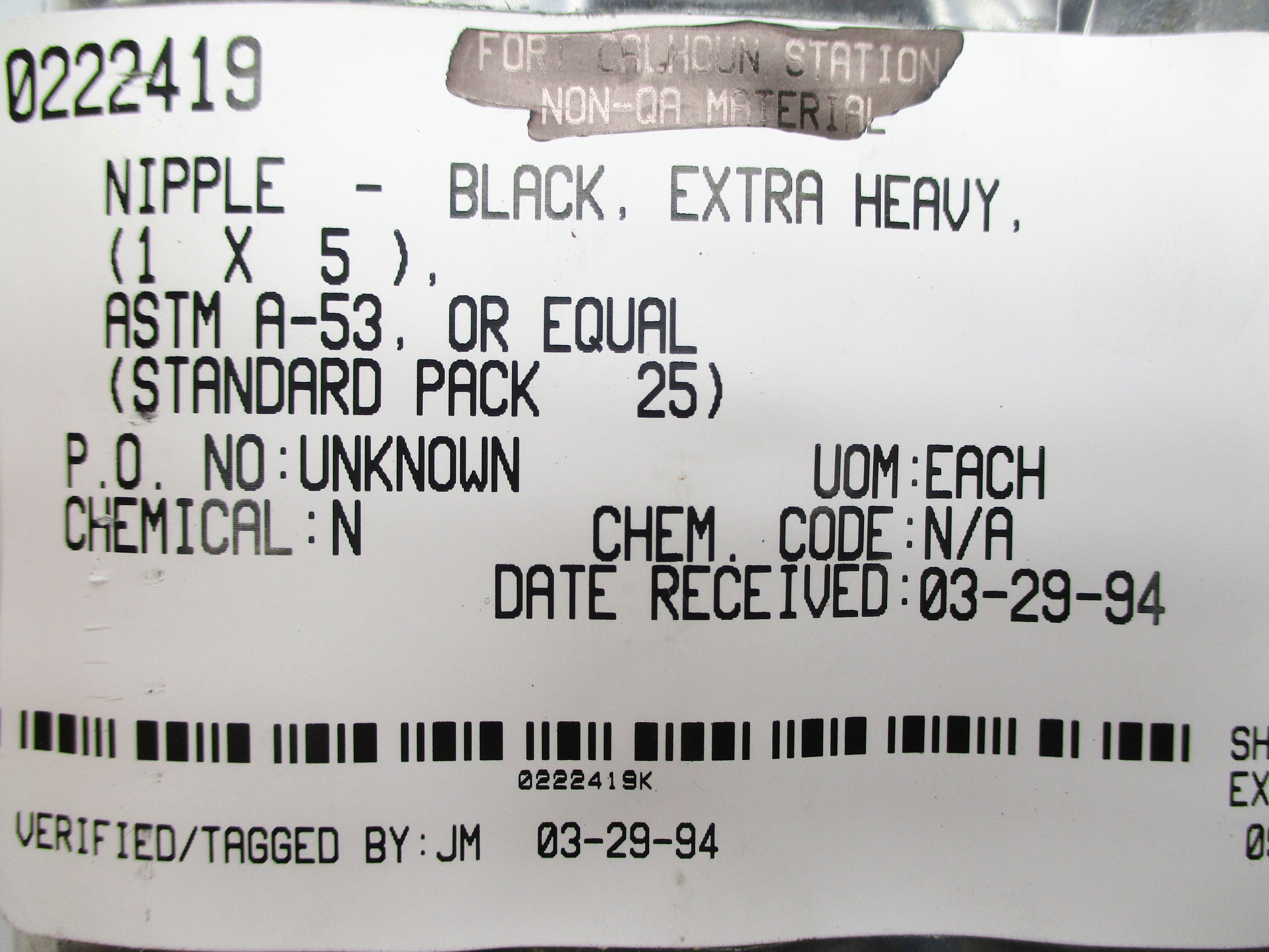 ASTM A-53 1" X 5" NSNP