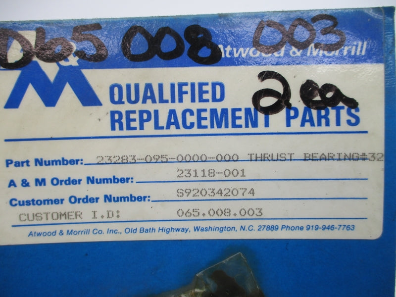 ATWOOD&MORRILL 23283-095-0000-000 (PKG OF 2) NSMP