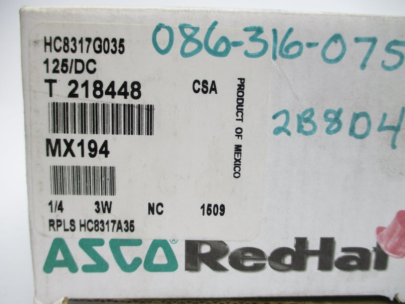 ASCO HC8317G035 125VDC 5-75PSI 1/4" NSMP
