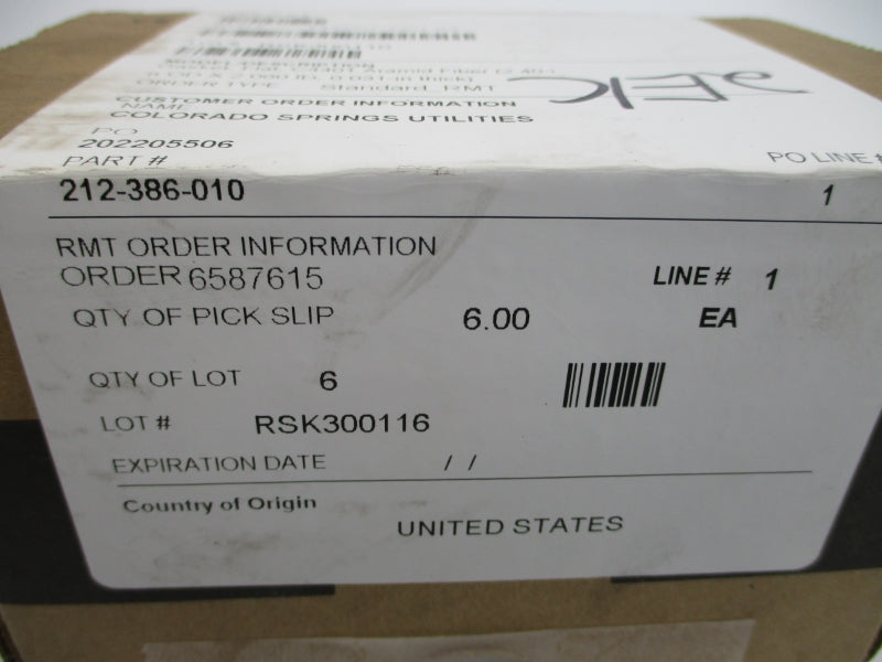 INDUSTRIAL MRO 212-386-010 (PKG OF 6) NSMP