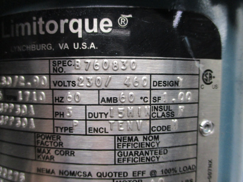 LIMITORQUE B760830 230/460V 5.80/2.90A NSNP
