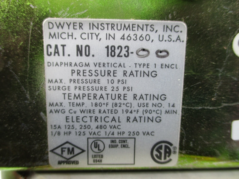 DWYER 1823-00 480VAC 15A 25PSI NSMP