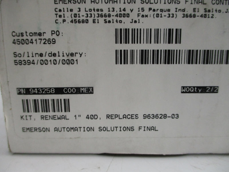 EMERSON 943258 3024540 NSMP