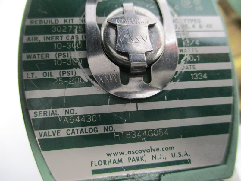 ASCO HT8344G054 110/120V 10-300PSI 3/4" UNMP