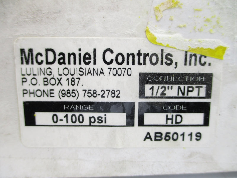 MCDANIEL CONTROLS AB50119 0-100PSI 1/2" NSMP