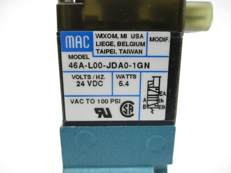 MAC 46A-L00-JDA0-1GN 24VDC 100PSI NSMP