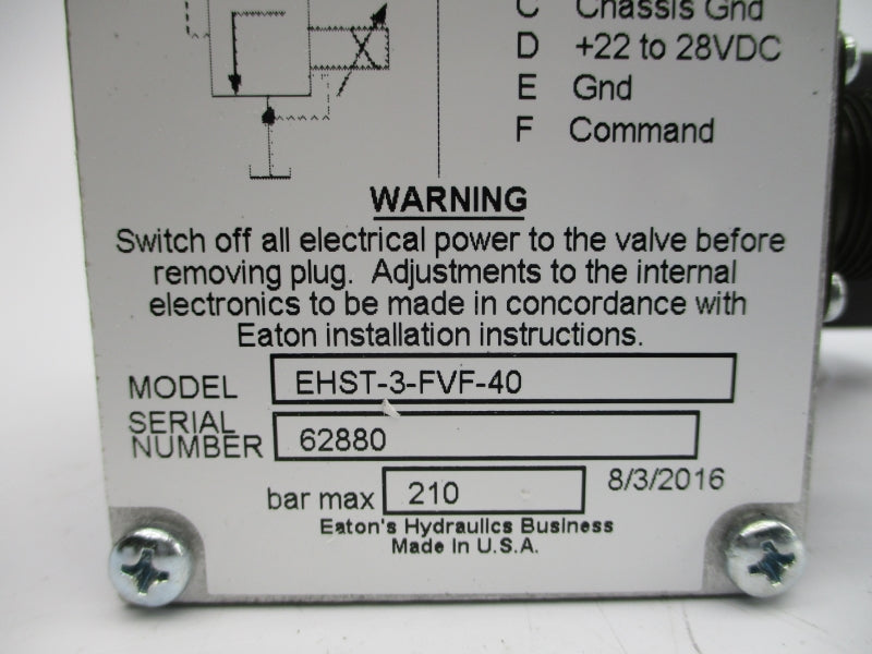 VICKERS EHST-3-FVF-40 62880 22-28VDC NSMP