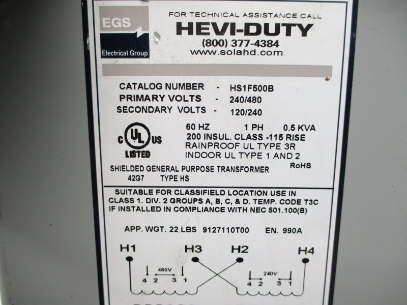 HEVI-DUTY HS1F500B 240/480V NSNP