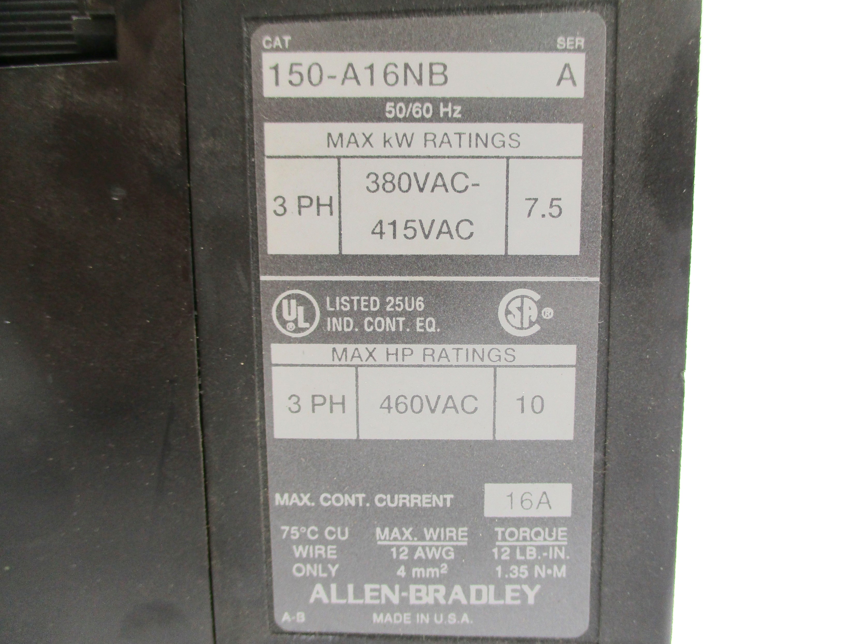 ALLEN BRADLEY 150-A16NB SER. A (AS PICTURED) NSNP