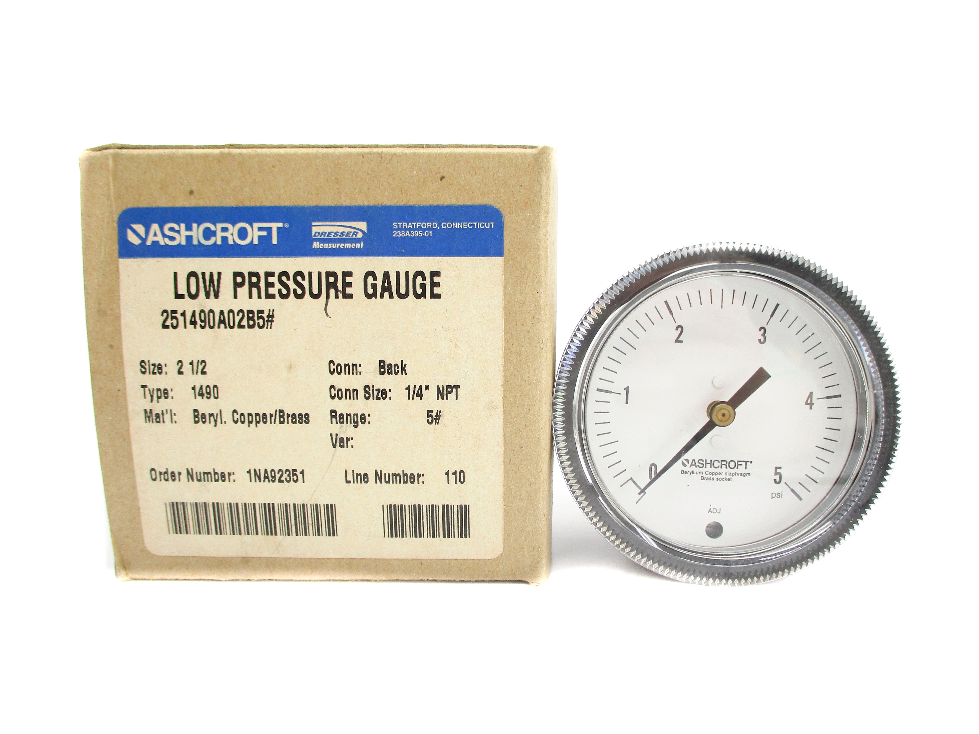 ASHCROFT 251490A02B5# 0-5PSI NSMP