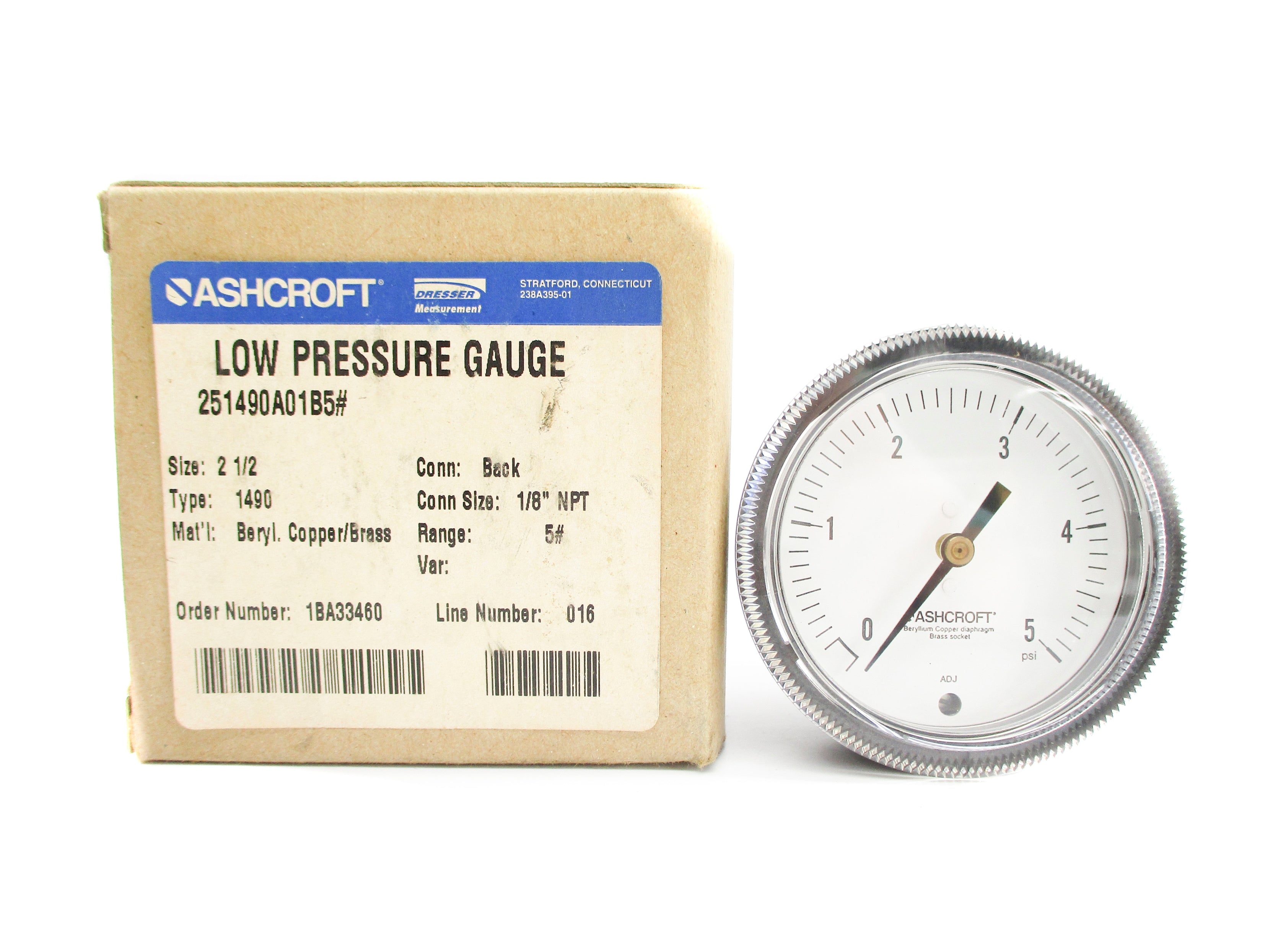 ASHCROFT 251490A01B5# 0-5PSI NSMP