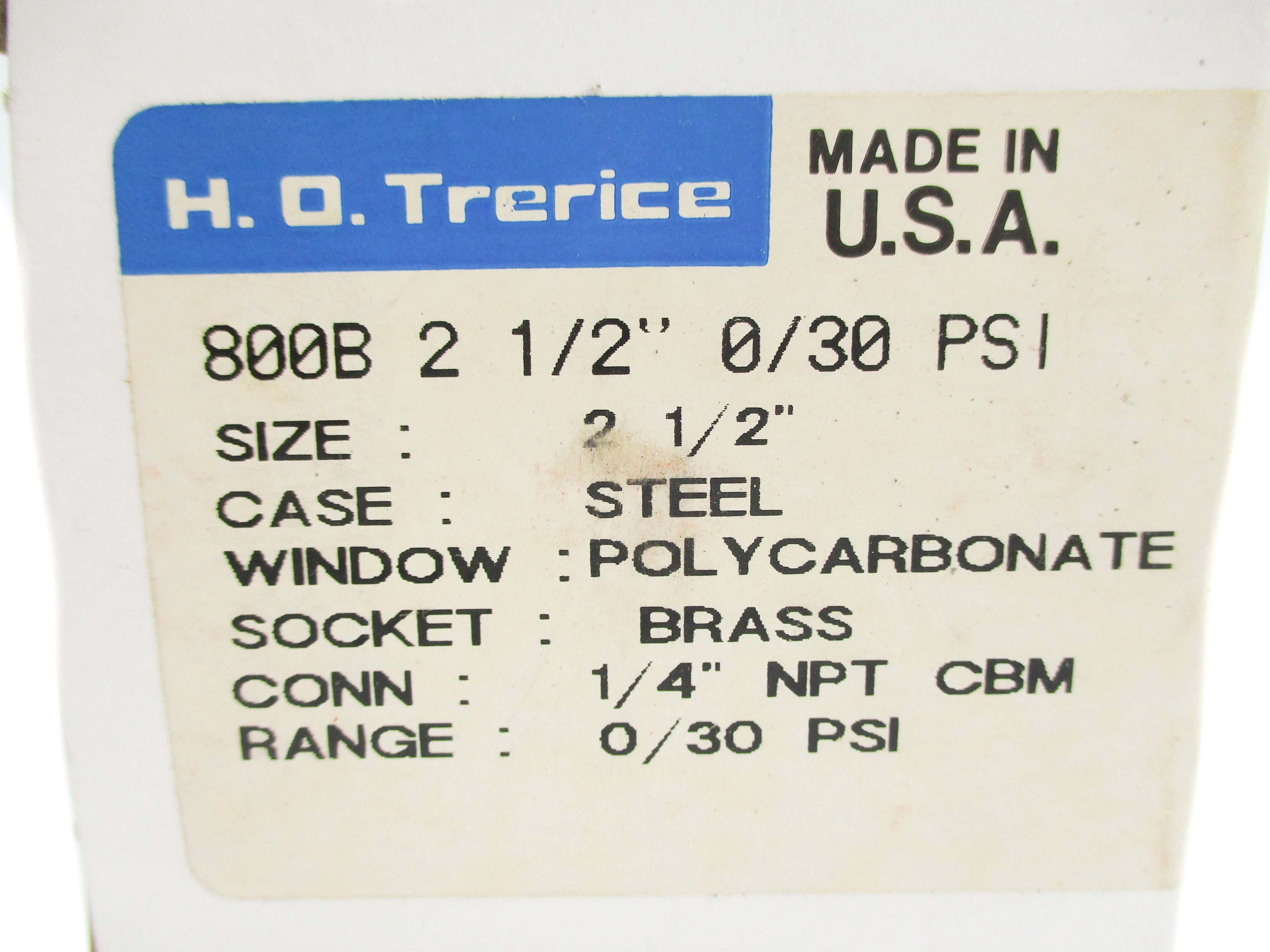 TRERICE 800B-2-1/2-0/30 0-30PSI NSMP
