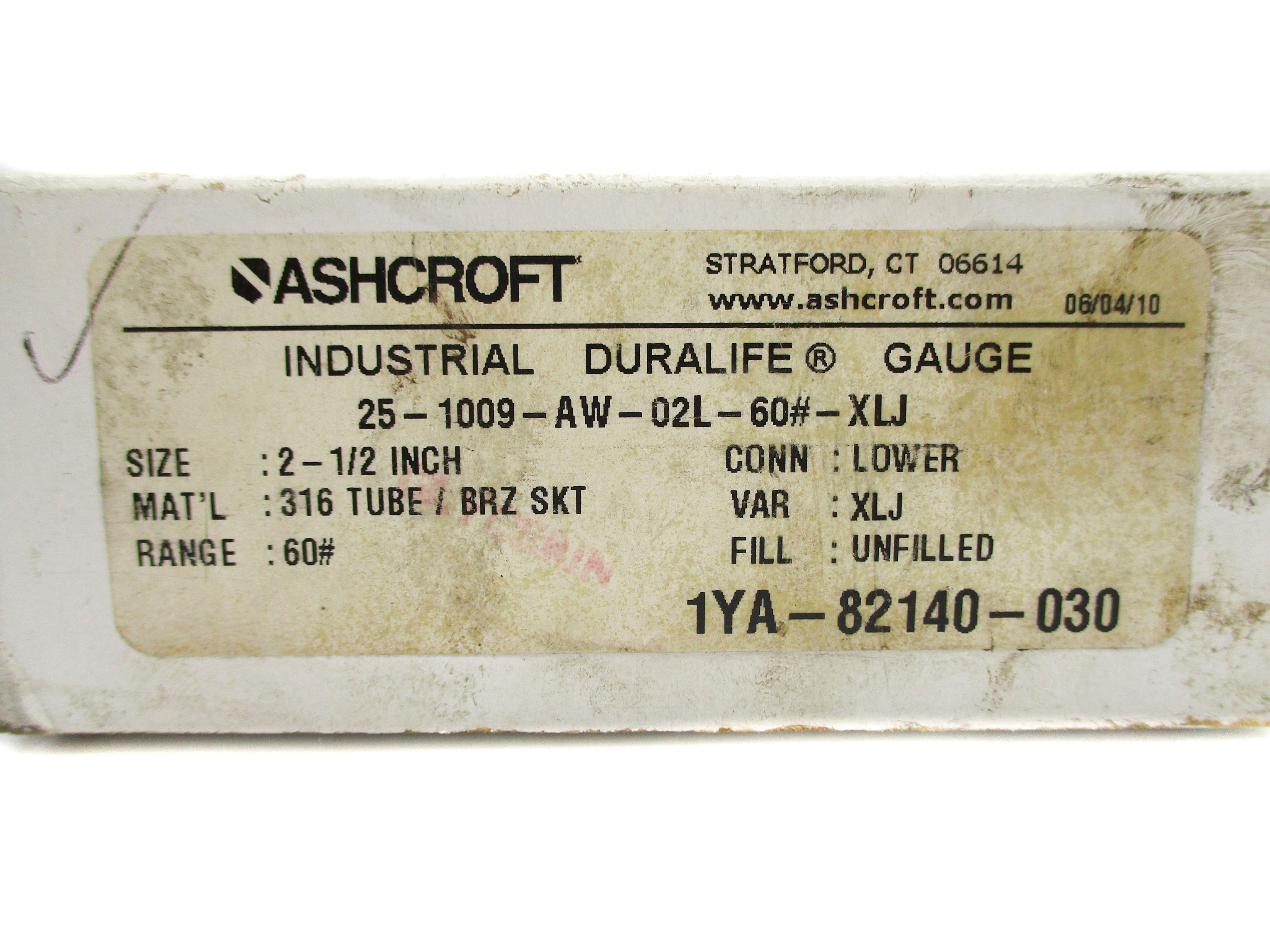 ASHCROFT 251009AW02L60#XLJ 0-60PSI NSMP