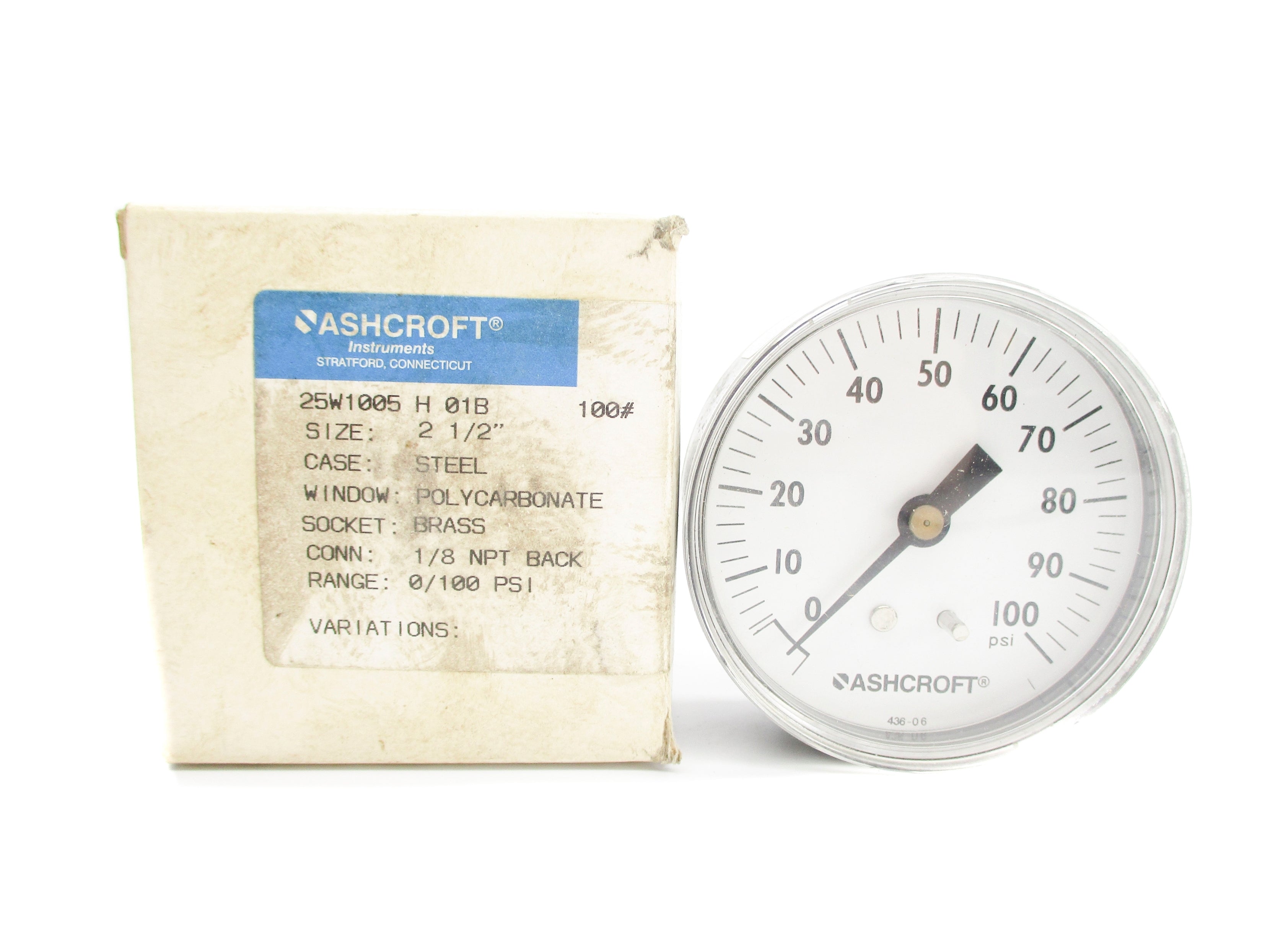 ASHCROFT 25W1005H01B100# 0-100PSI NSMP