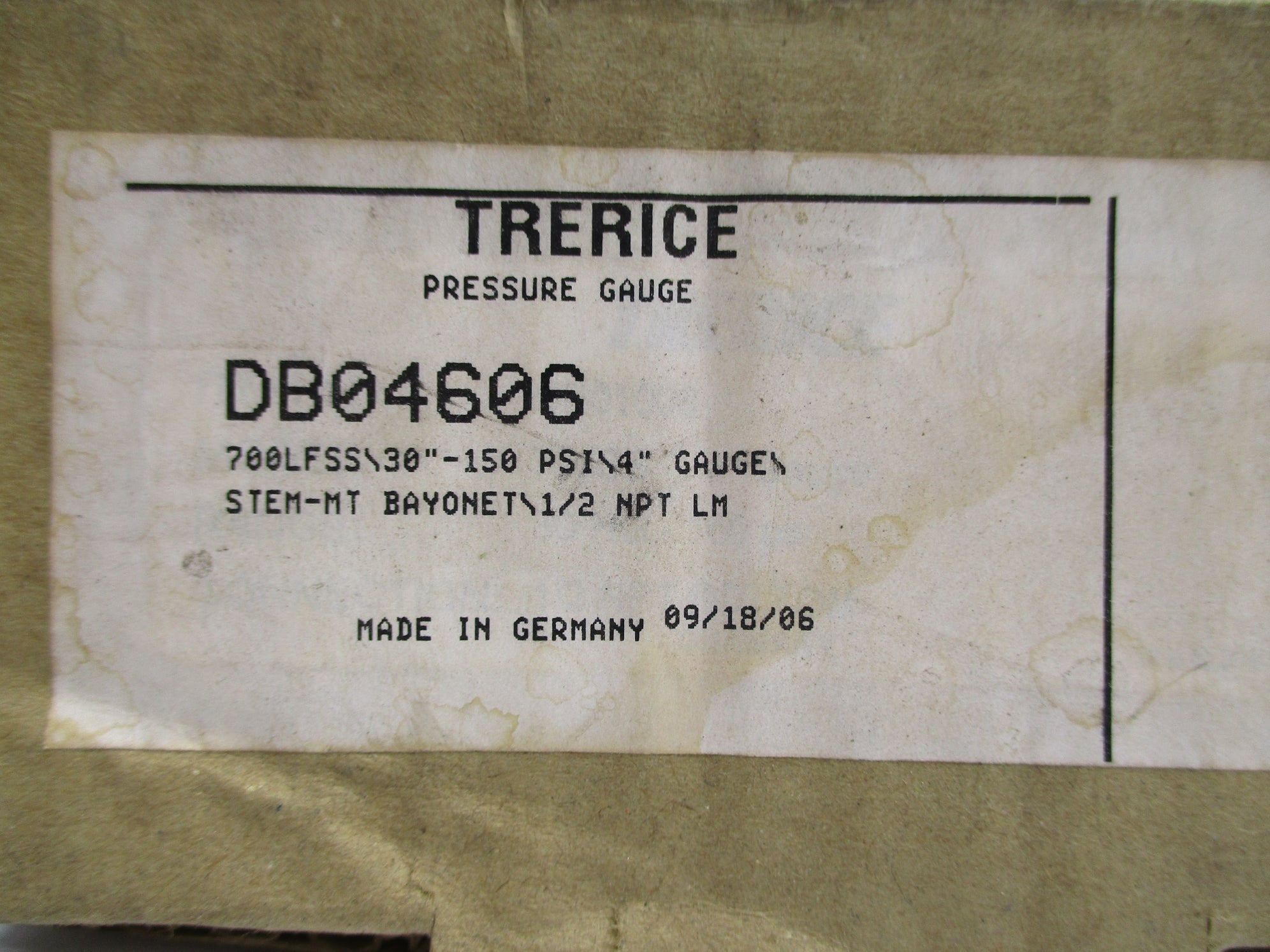 TRERICE 700LFSS/30"-150PSI/4" -30-150PSI NSMP