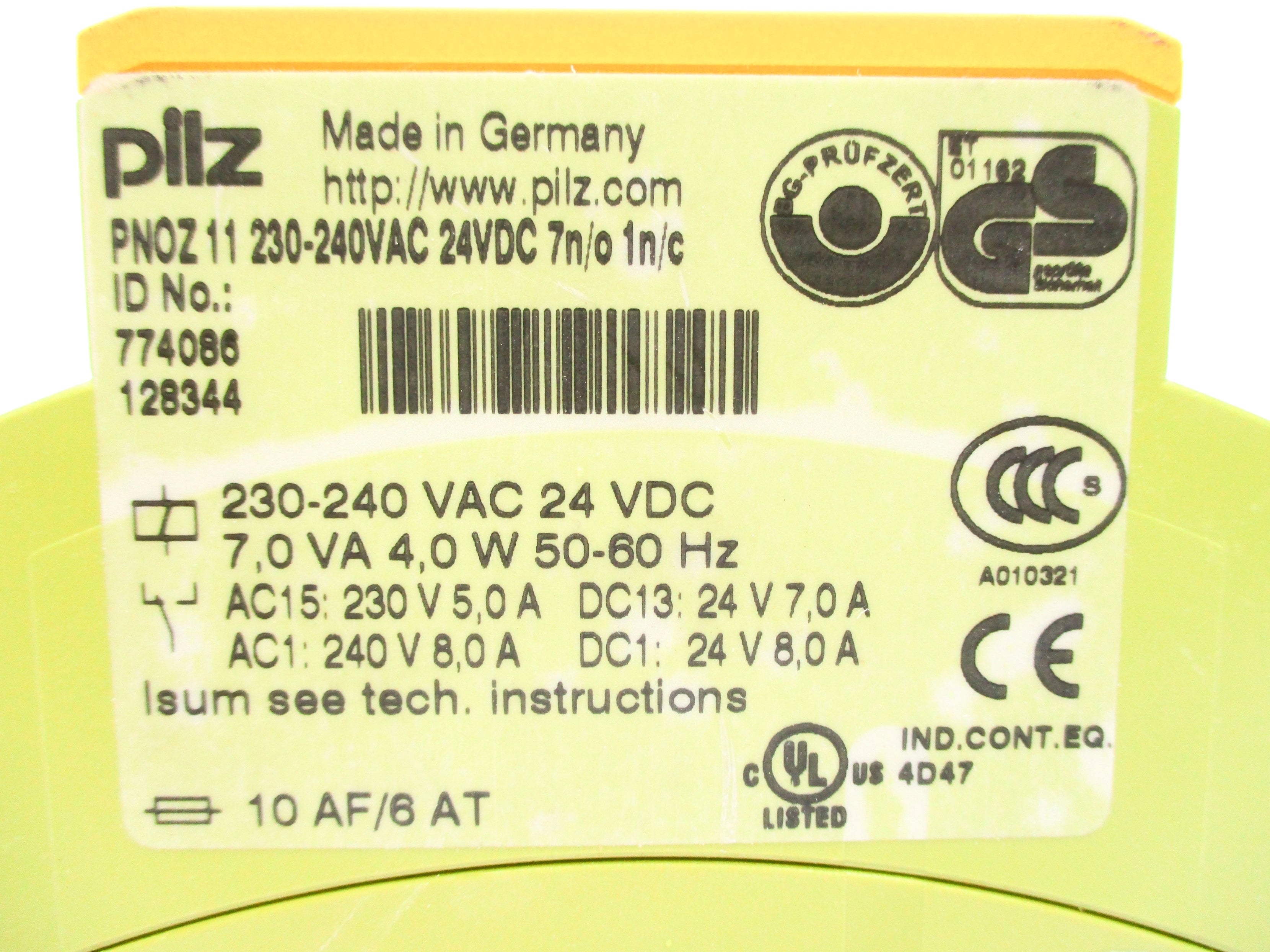 PILZ PNOZ11-230-240VAC-24VDC-7N/O-1N/C 24VDC NSNP