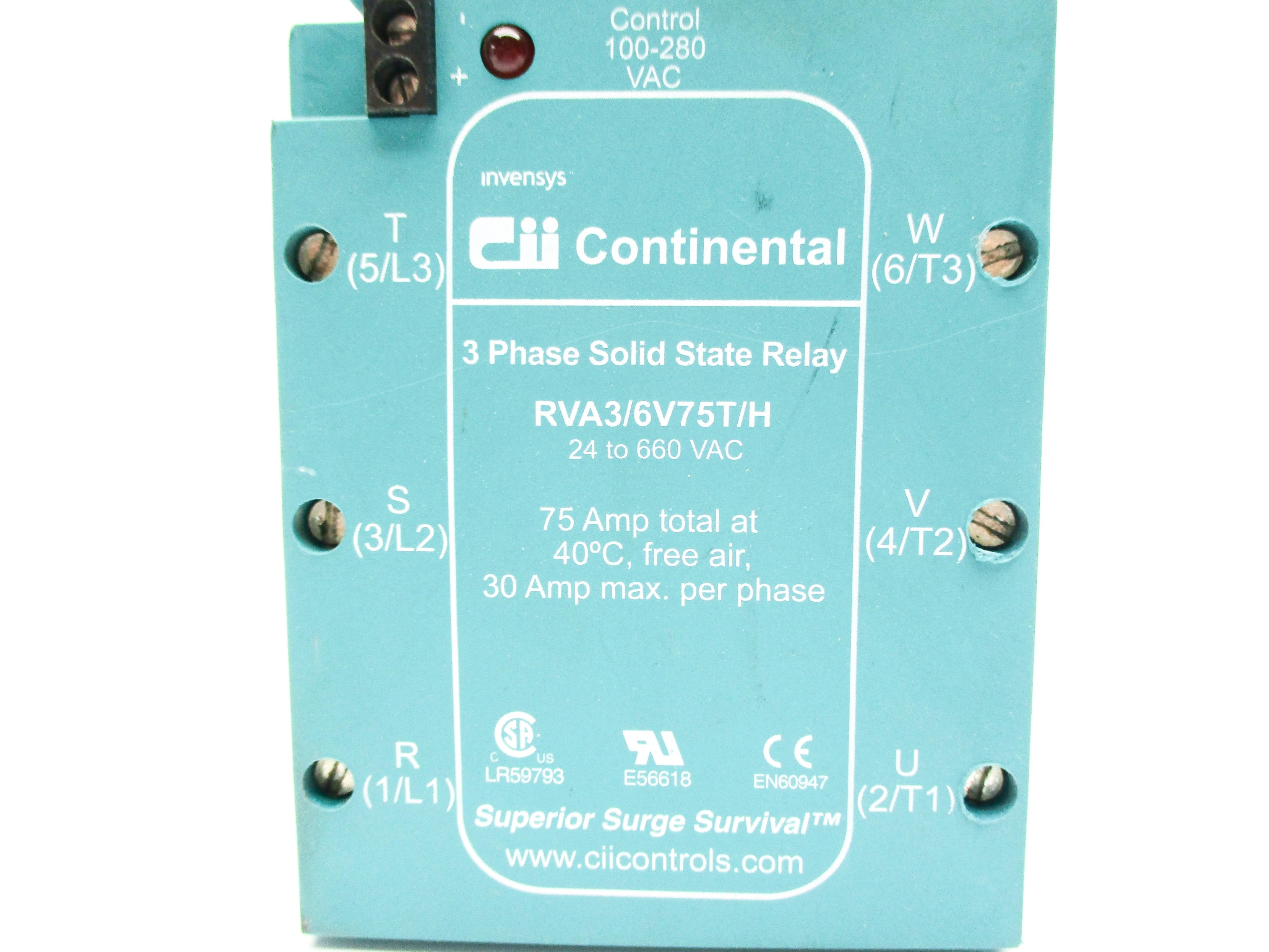 CONTINENTAL RVA3/6V75T/H 100/280VAC 30A NSNP