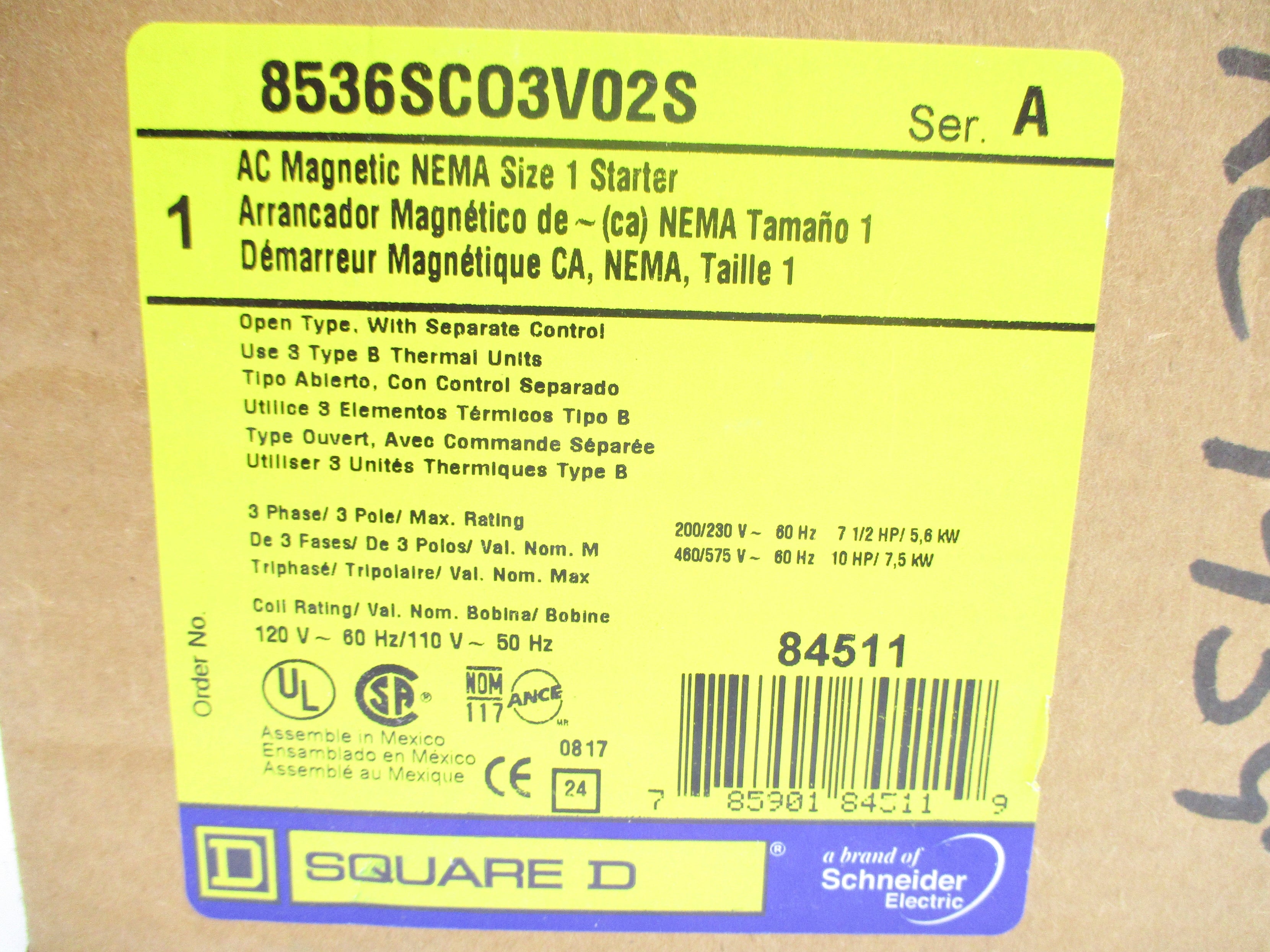 SQUARE D 8536SC03V02S SER. A NSMP