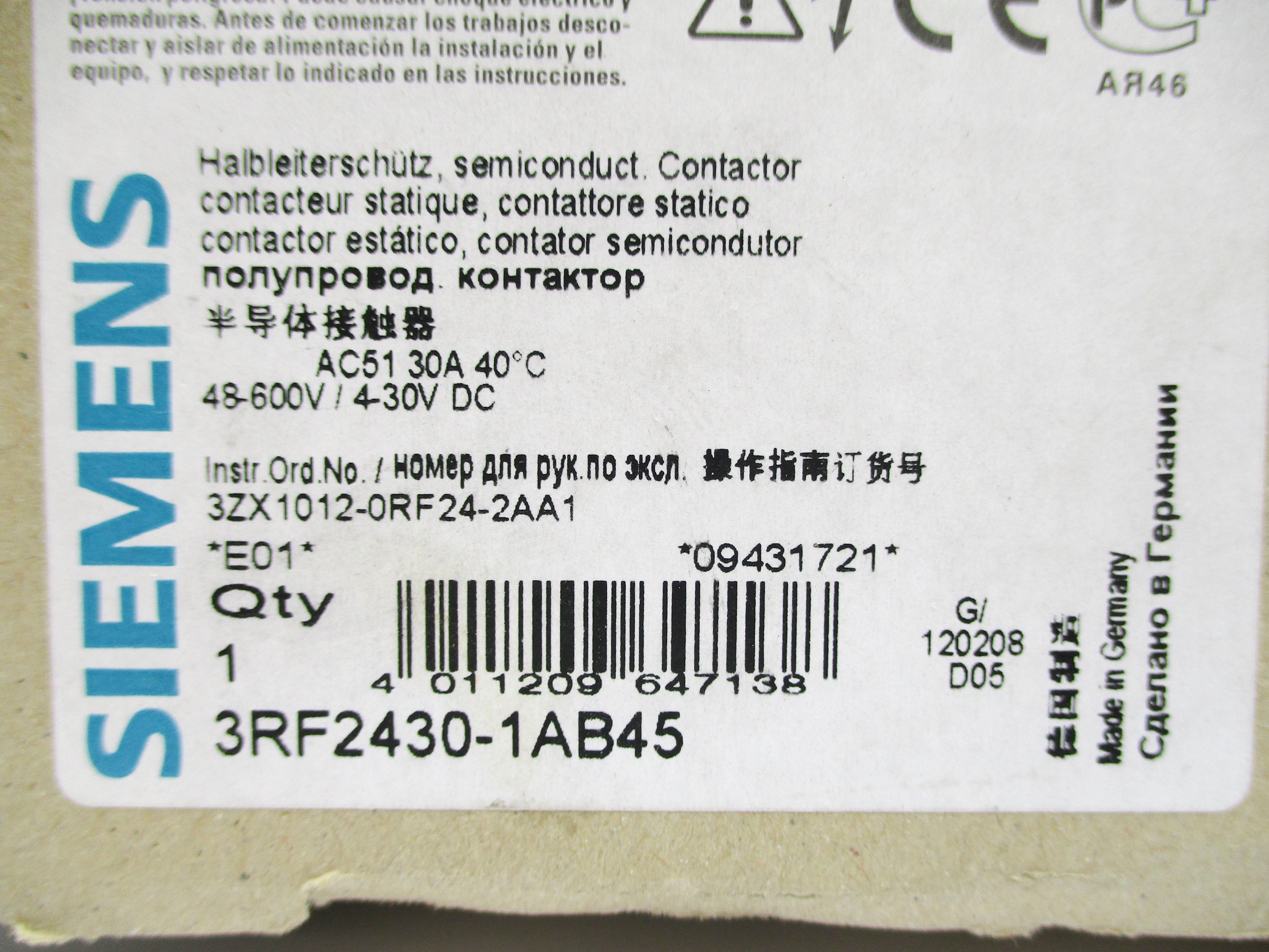 SIEMENS 3RF2430-1AB45 48-600V/4-30VDC NSMP