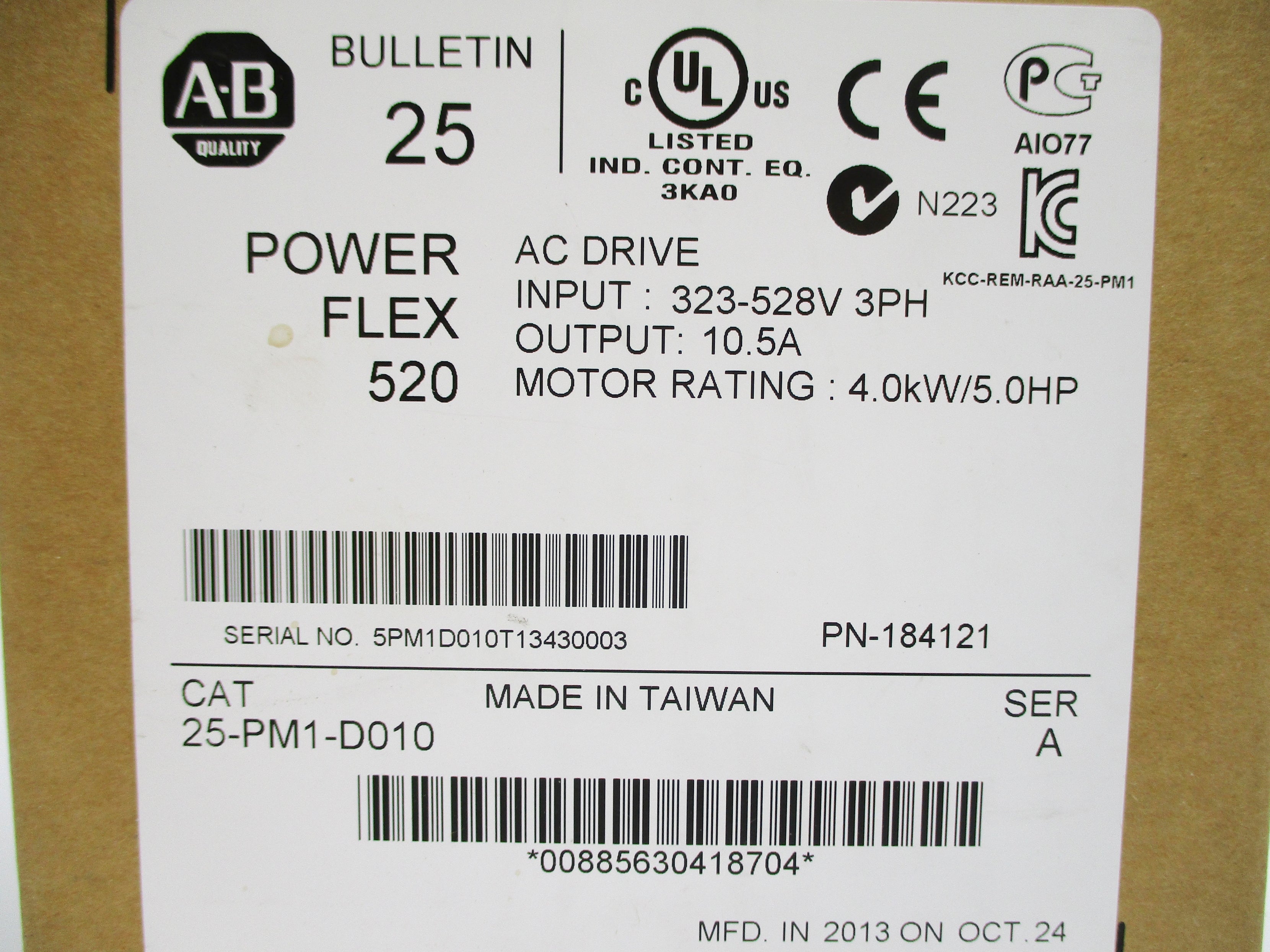 ALLEN BRADLEY 25-PM1-D010 SER. A NSMP