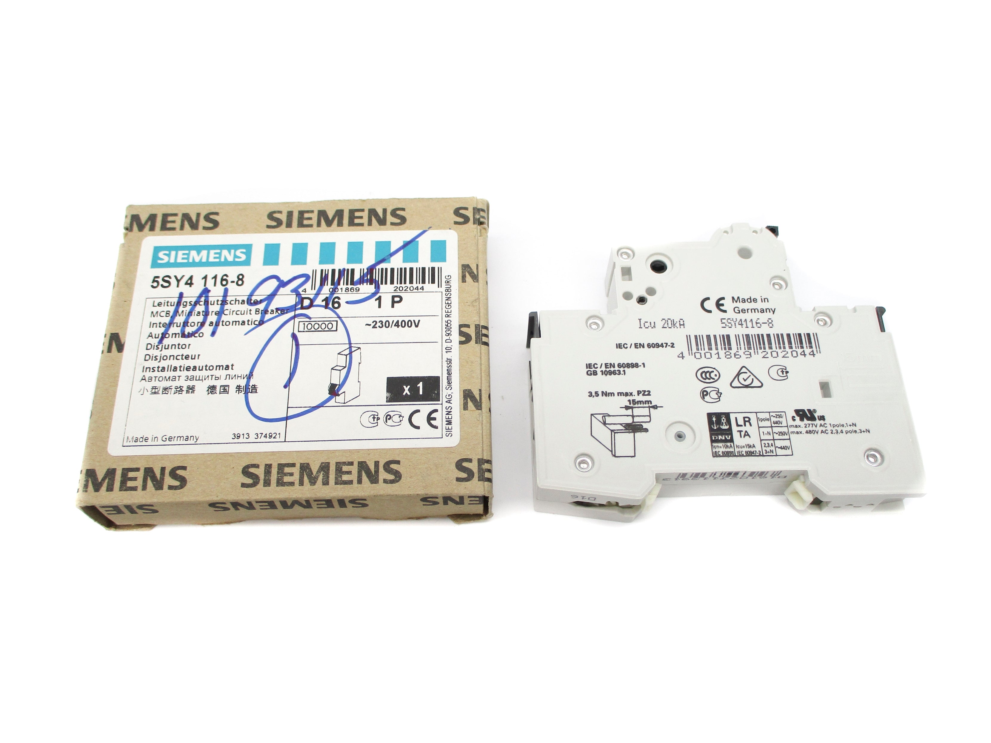 SIEMENS 5SY4116-8 230/400V 16A NSMP