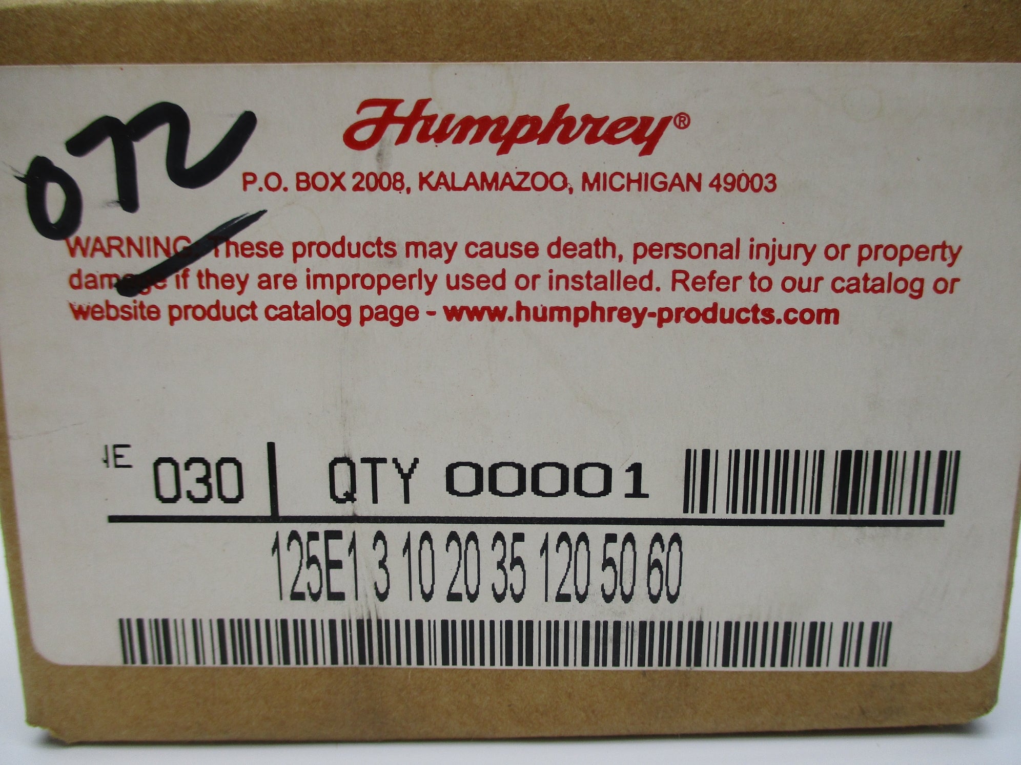 HUMPHREY 125E131020351205060 120V 0-125PSI NSMP