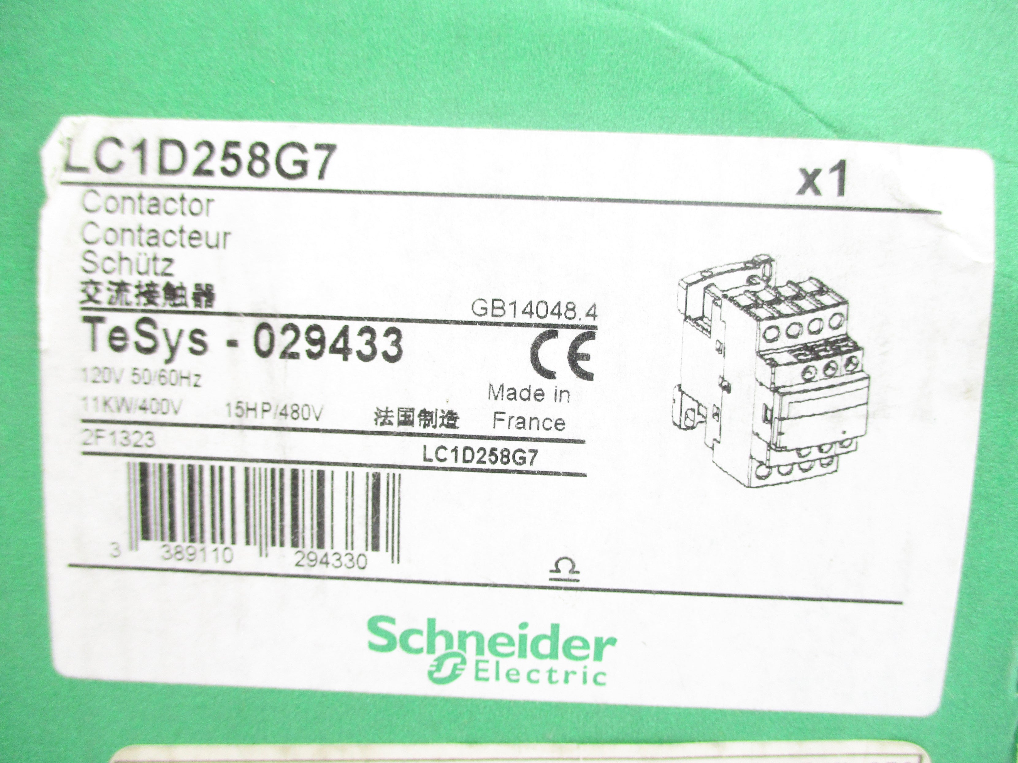 SCHNEIDER ELECTRIC LC1D258G7 120V NSMP