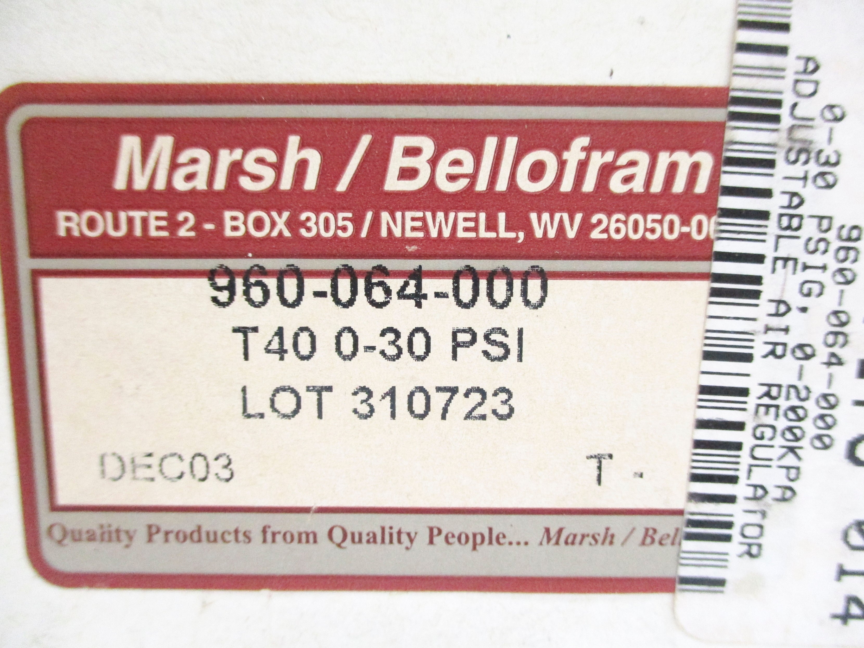 MARSH BELLOFRAM 960-064-000 0-30PSI NSMP