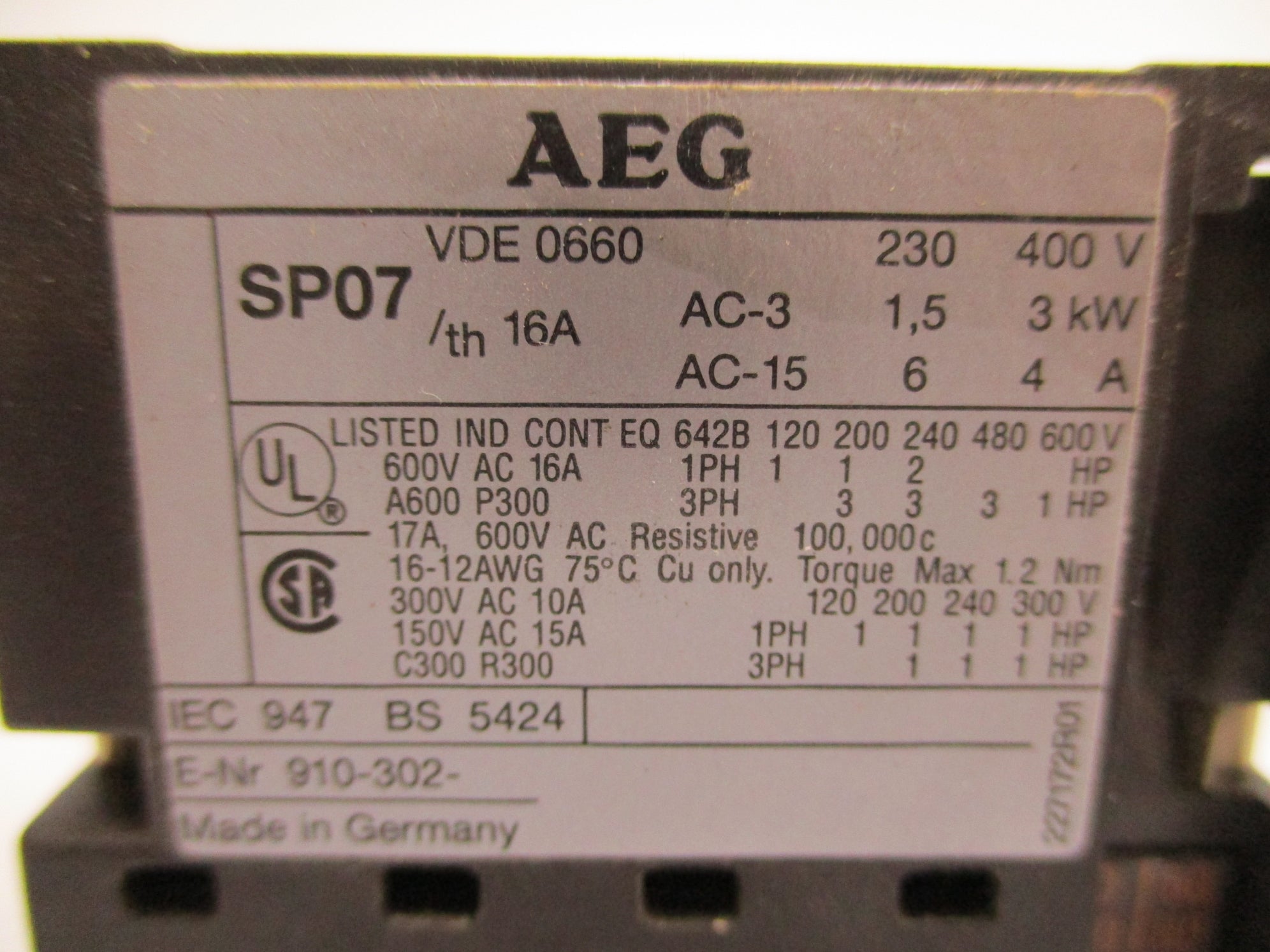 AEG SP07 440/480V 16A NSNP